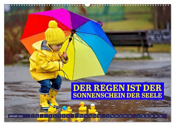 Produktbild: Regenmomente &ndash; Spr&uuml;che f&uuml;r graue Tage (hochwertiger Premium Wandkalender 2026 DIN A2 quer), Kunstdruck in Hochglanz