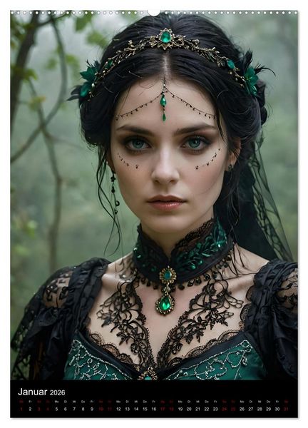 Produktbild: Gothic beauties - Sch&ouml;nheiten der Nacht (hochwertiger Premium Wandkalender 2026 DIN A2 hoch), Kunstdruck in Hochglanz