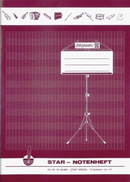 Produktbild: Star-Notenheft | A4, Notenlineatur, 8 Blatt, bordeaux