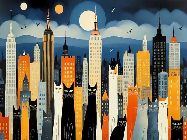 Produktbild: CALVENDO Puzzle Katzen - Schnurren in der Stadt | 1000 Teile Lege-Gr&ouml;&szlig;e 64x48cm Foto-Puzzle f&uuml;r gl&uuml;ckliche Stunden