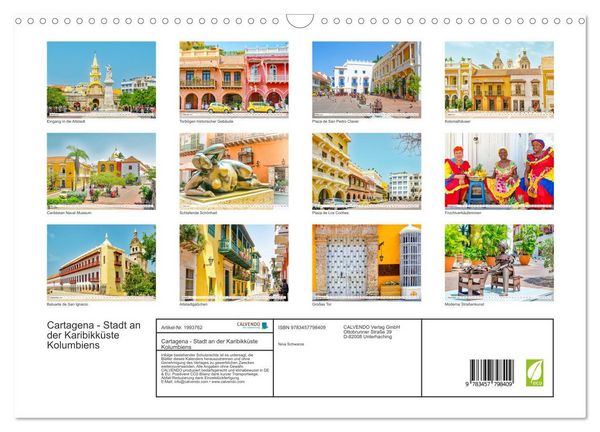 Produktbild: Cartagena - Stadt an der Karibikk&uuml;ste Kolumbiens (Wandkalender 2026 DIN A3 quer), CALVENDO Monatskalender