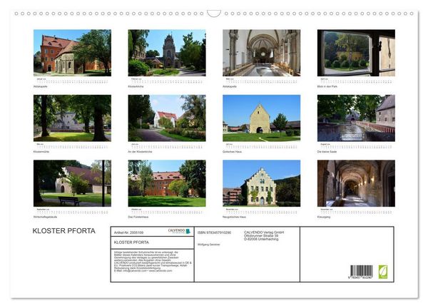 Produktbild: KLOSTER PFORTA (Wandkalender 2026 DIN A2 quer), CALVENDO Monatskalender