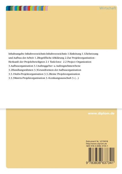 Produktbild: Organisatorische Aspekte des Projektmanagements