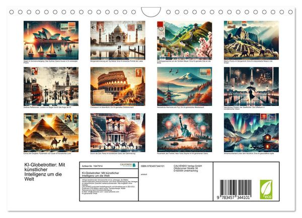 Produktbild: KI-Globetrotter: Mit k&uuml;nstlicher Intelligenz um die Welt (Wandkalender 2026 DIN A4 quer), CALVENDO Monatskalender