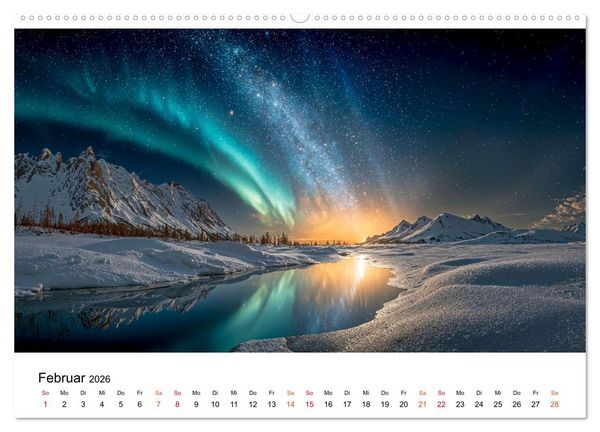Produktbild: Aurora Borealis - Polarlicht Nordlicht (hochwertiger Premium Wandkalender 2026 DIN A2 quer), Kunstdruck in Hochglanz