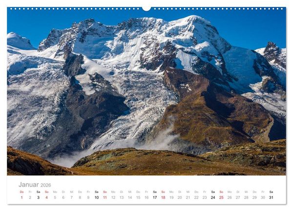 Produktbild: Walliser Alpen &ndash; Europas &raquo;kleiner&laquo; Himalaya (Wandkalender 2026 DIN A2 quer), CALVENDO Monatskalender