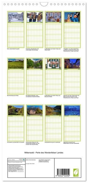 Produktbild: Familienplaner 2026 - Mittenwald - Perle des Werdenfelser Landes mit 5 Spalten (Wandkalender, 21 x 45 cm) CALVENDO
