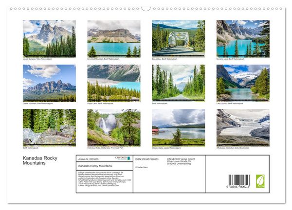 Produktbild: Kanadas Rocky Mountains (hochwertiger Premium Wandkalender 2026 DIN A2 quer), Kunstdruck in Hochglanz