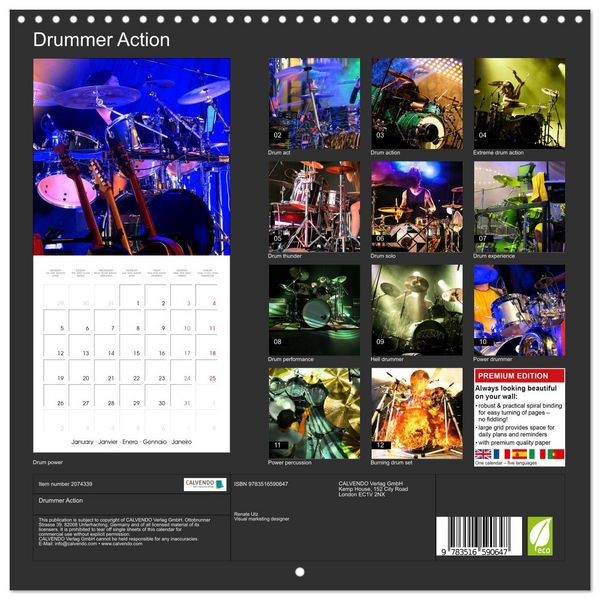 Produktbild: Drummer Action (Wall Calendar 2026 12 &times; 12 Inch) CALVENDO 12 Month Wall Calendar