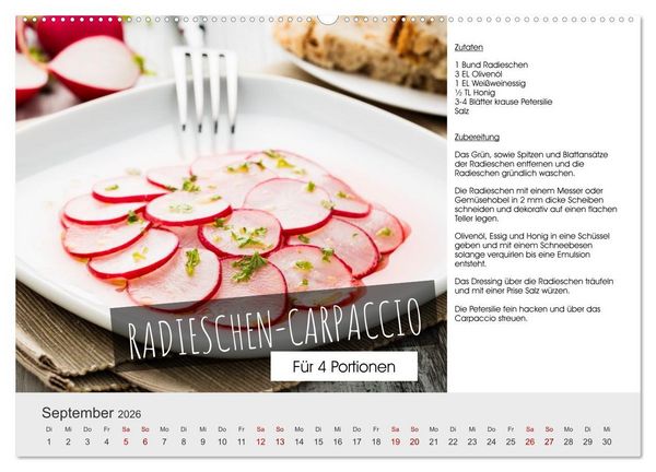 Produktbild: Vegetarisch - leicht und lecker (Wandkalender 2026 DIN A2 quer), CALVENDO Monatskalender