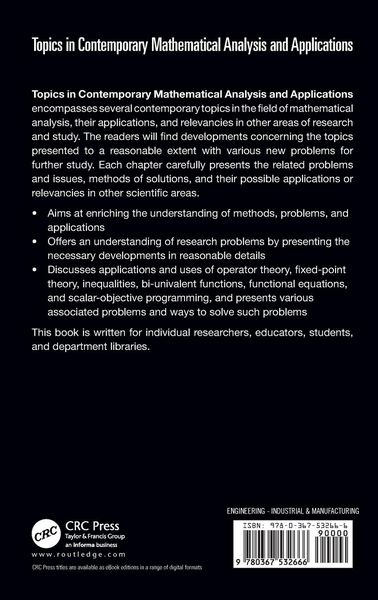 Produktbild: Topics in Contemporary Mathematical Analysis and Applications