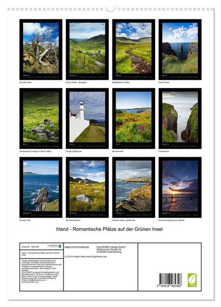 Produktbild: Irland - Romantische Pl&auml;tze auf der Gr&uuml;nen Insel (hochwertiger Premium Wandkalender 2026 DIN A2 hoch), Kunstdruck in Hochglanz