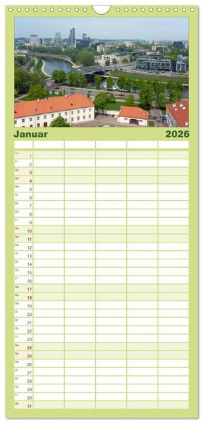 Produktbild: Familienplaner 2026 - Litauens Sch&ouml;nheiten mit 5 Spalten (Wandkalender, 21 x 45 cm) CALVENDO