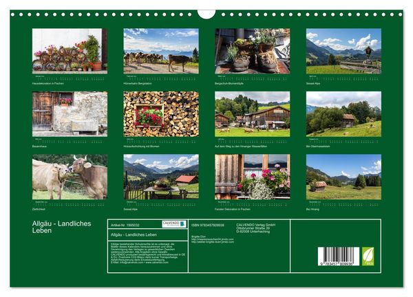 Produktbild: Allg&auml;u - Landliches Leben (Wandkalender 2026 DIN A3 quer), CALVENDO Monatskalender