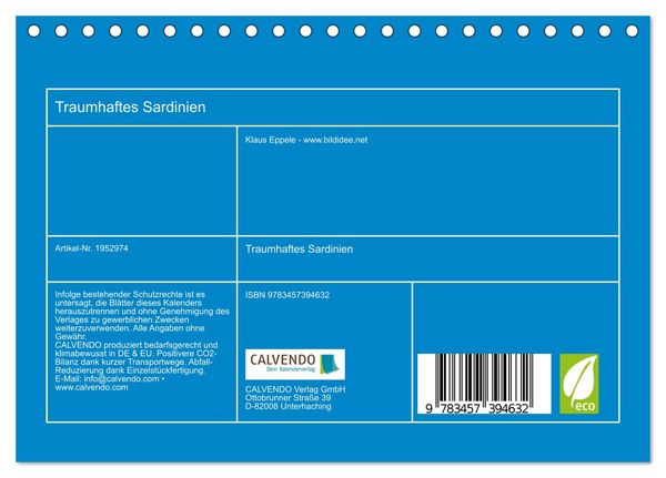 Produktbild: Traumhaftes Sardinien (Tischkalender 2026 DIN A5 quer), CALVENDO Monatskalender