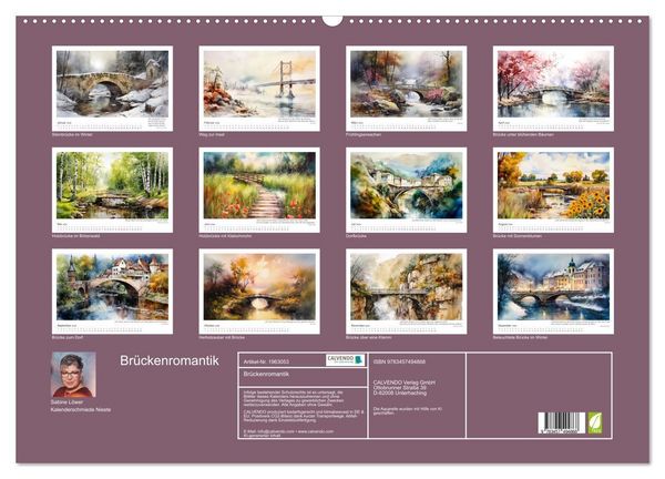 Produktbild: Br&uuml;ckenromantik (Wandkalender 2026 DIN A2 quer), CALVENDO Monatskalender