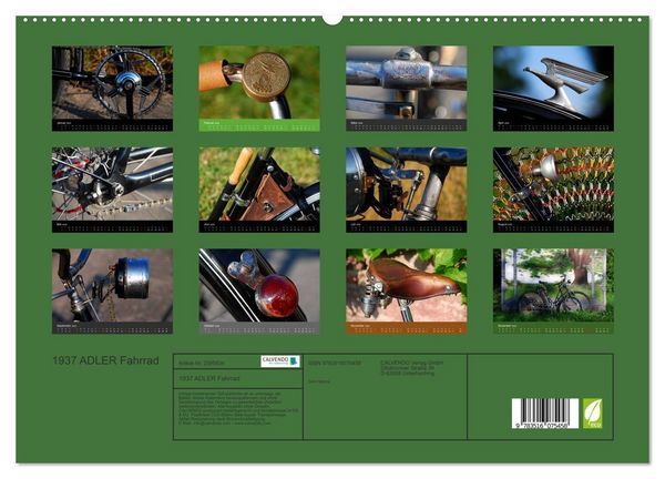 Produktbild: 1937 ADLER Fahrrad (hochwertiger Premium Wandkalender 2026 DIN A2 quer), Kunstdruck in Hochglanz
