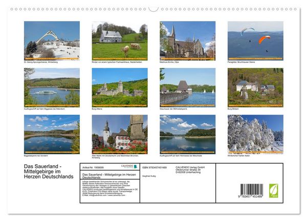 Produktbild: Das Sauerland - Mittelgebirge im Herzen Deutschlands (hochwertiger Premium Wandkalender 2026 DIN A2 quer), Kunstdruck in Hochglanz
