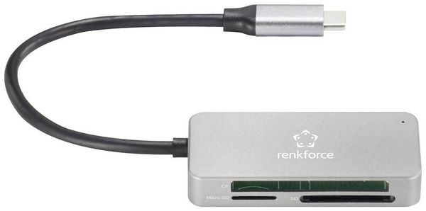 Produktbild: Renkforce RF-PCR-210 Externer Speicherkartenleser USB-C&reg; (USB 3.2 Gen 1) Silber