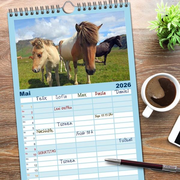 Produktbild: Familienplaner 2026 - Island - Iceland mit 5 Spalten (Wandkalender, 21 x 45 cm) CALVENDO