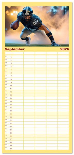 Produktbild: Familienplaner 2026 - American Football - im Team zum Sieg mit 5 Spalten (Wandkalender, 21 x 45 cm) CALVENDO