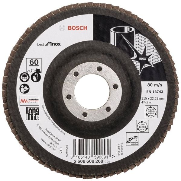 Bosch Accessories 2608608268 X581 Fächerschleifscheibe Durchmesser 115 mm Bohrungs-Ø 22.33 mm Edelstahl 1 St.