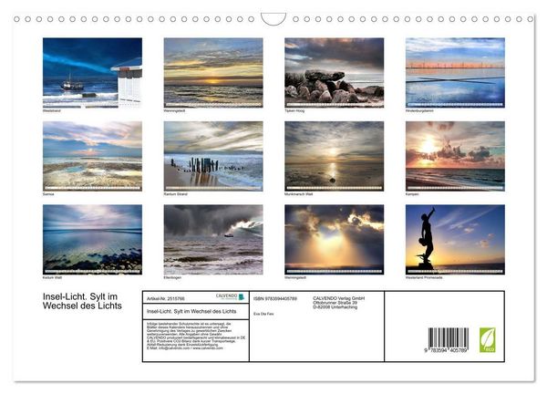Produktbild: Insel-Licht. Sylt im Wechsel des Lichts (Wandkalender 2027 DIN A3 quer), CALVENDO Monatskalender
