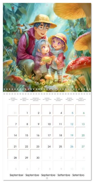 Produktbild: En famille ou entre amis - Inspir&eacute; du style Manga (Calendrier mural carr&eacute; 2026 30x30 cm) Calendrier double avec une page pour vos prises de notes