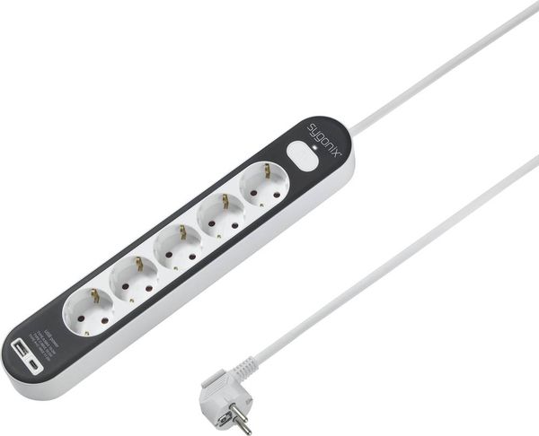 Produktbild: Sygonix SY-4755368 Steckdosenleiste mit Schalter Wei&szlig;, Grau Schutzkontakt 1St.