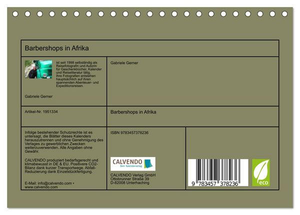 Produktbild: Barbershops in Afrika (Tischkalender 2026 DIN A5 quer), CALVENDO Monatskalender