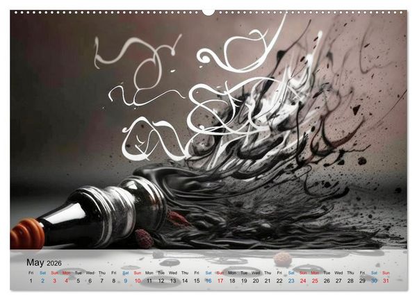 Produktbild: Arabic floating calligraphy as artwork (High Quality Premium Wall Calendar 2026 DIN A2 landscape),CALVENDO 12 Month Wall Calendar
