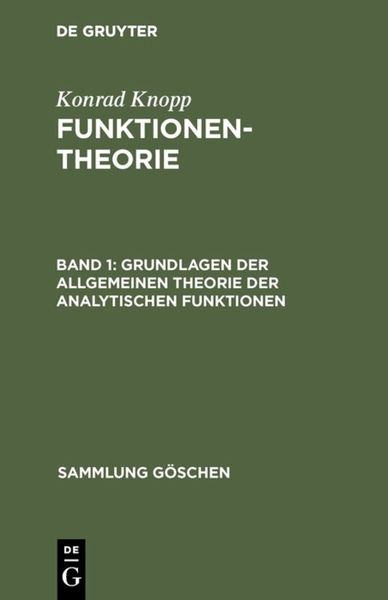 Produktbild: Grundlagen der allgemeinen Theorie der analytischen Funktionen