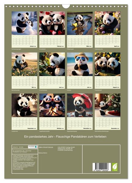 Produktbild: Ein pandastarkes Jahr - Flauschige Pandab&auml;ren zum Verlieben (Wandkalender 2026 DIN A3 hoch), CALVENDO Monatskalender