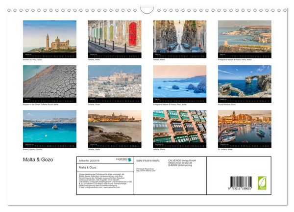 Produktbild: Malta & Gozo (Wandkalender 2026 DIN A3 quer), CALVENDO Monatskalender