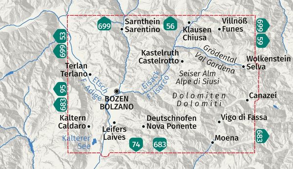 Produktbild: KOMPASS Wanderkarte 54 Bozen und Umgebung / Bolzano e dintorni 1:50.000