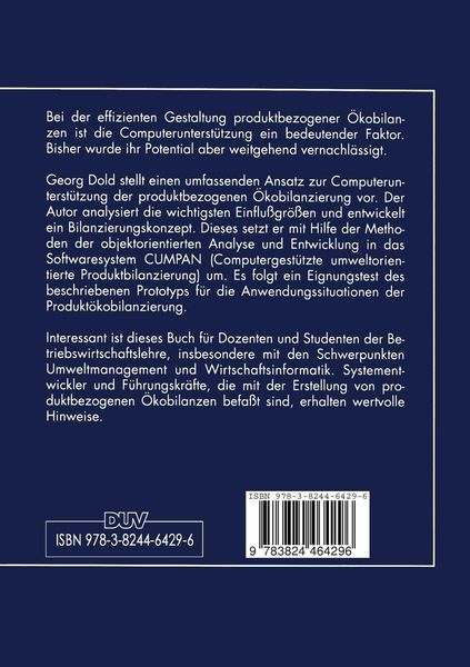 Produktbild: Computerunterst&uuml;tzung der produktbezogenen &Ouml;kobilanzierung