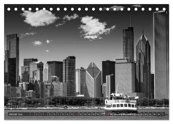 Produktbild: CHICAGO Monochrom (Tischkalender 2026 DIN A5 quer), CALVENDO Monatskalender