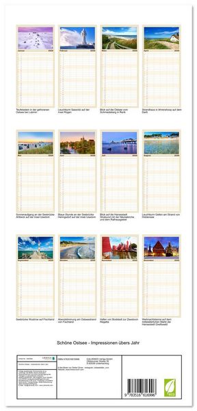 Produktbild: Familienplaner 2026 - Sch&ouml;ne Ostsee - Impressionen &uuml;bers Jahr mit 5 Spalten (Wandkalender, 21 x 45 cm) CALVENDO