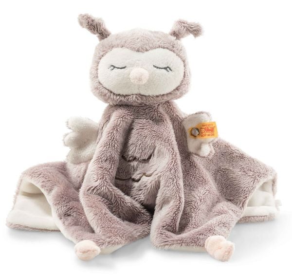 Steiff 241857 - Ollie Eule Schmusetuch, rosabraun/beige, Plüsch, 26 cm