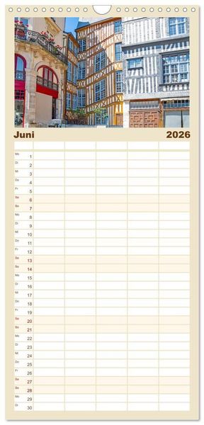 Produktbild: Familienplaner 2026 - Normandie - Frankreichs wundersch&ouml;ner Norden mit 5 Spalten (Wandkalender, 21 x 45 cm) CALVENDO