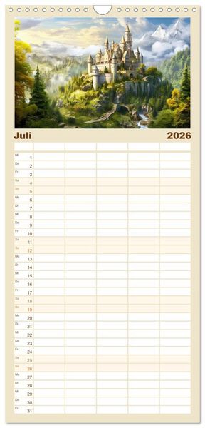 Produktbild: Familienplaner 2026 - Malerische Ritterburgen mit 5 Spalten (Wandkalender, 21 x 45 cm) CALVENDO