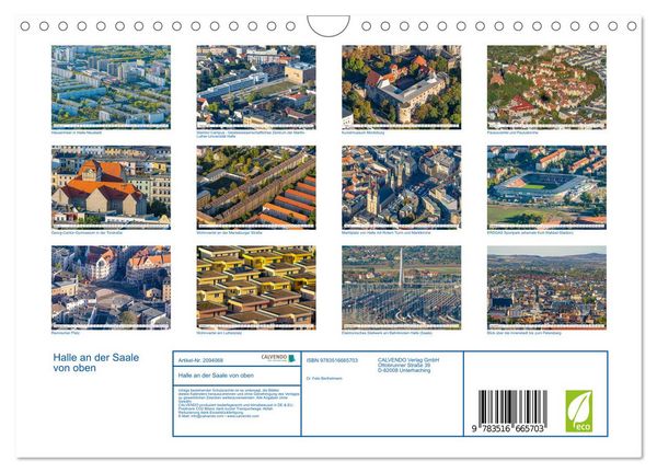 Produktbild: Halle an der Saale von oben (Wandkalender 2026 DIN A4 quer), CALVENDO Monatskalender