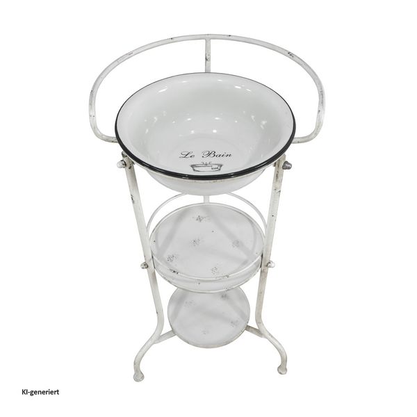 Produktbild: HTI-Living Nostalgische Waschschale Le Bain mit St&auml;nder und Ablage aus Emaille 81 cm