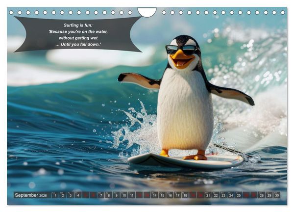 Produktbild: A year of fun with surfing animals (Wall Calendar 2026 DIN A4 landscape), CALVENDO 12 Month Wall Calendar