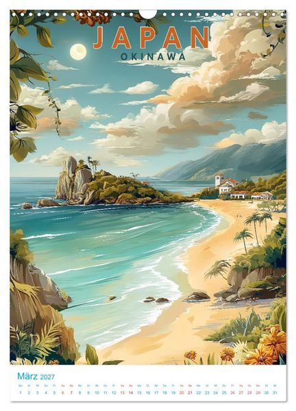 Produktbild: Japanische Inseln - Old School Poster Style (Wandkalender 2027 DIN A3 hoch), CALVENDO Monatskalender