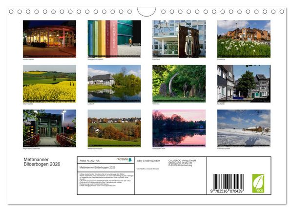 Produktbild: Mettmanner Bilderbogen 2026 (Wandkalender 2026 DIN A4 quer), CALVENDO Monatskalender