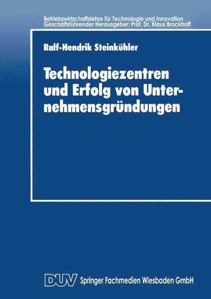 Produktbild: Technologiezentren und Erfolg von Unternehmensgr&uuml;ndungen