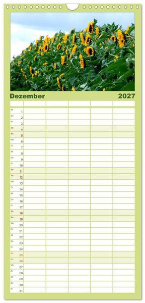 Produktbild: Familienplaner 2027 - Sonnenblumen mit 5 Spalten (Wandkalender, 21 x 45 cm) CALVENDO