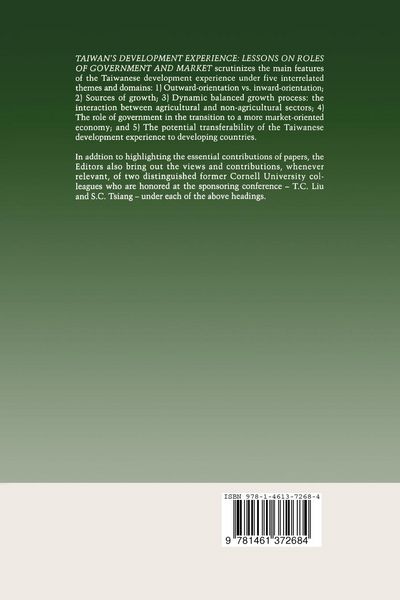Produktbild: Taiwan&rsquo;s Development Experience: Lessons on Roles of Government and Market