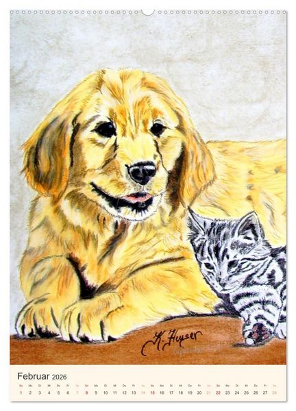 Produktbild: Hunde - Bezaubernde Portraitzeichnungen (Wandkalender 2026 DIN A2 hoch), CALVENDO Monatskalender